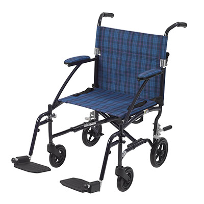[43-3041] Drive, Fly Lite Ultra Lightweight Transport Wheelchair, Blue