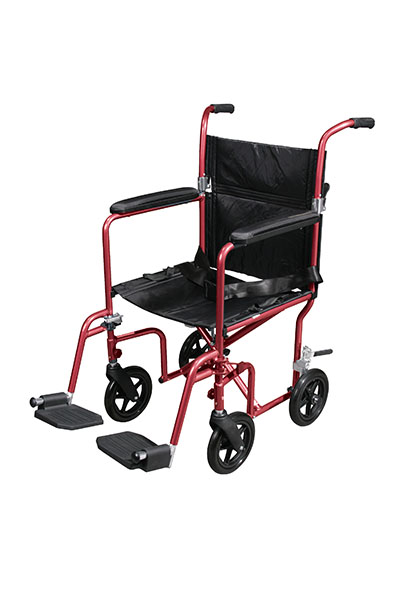 [43-3042] Drive, Flyweight Lightweight Transport Wheelchair with Removable Wheels, Red
