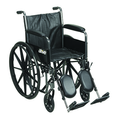 [43-3103] Drive, Silver Sport 2 Wheelchair, Detachable Full Arms, Elevating Leg Rests, 18" Seat