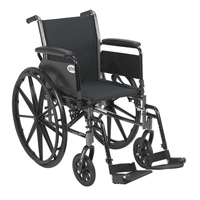 [43-3151] Drive, Cruiser III Light Weight Wheelchair with Flip Back Removable Arms, Full Arms, Swing away Footrests, 20" Seat