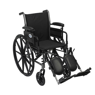 [43-3153] Drive, Cruiser III Light Weight Wheelchair with Flip Back Removable Arms, Adjustable Height Desk Arms, Elevating Leg Rests, 20"