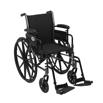 [43-3154] Drive, Cruiser III Light Weight Wheelchair with Flip Back Removable Arms, Adjustable Height Desk Arms, Swing away Footrests, 16"