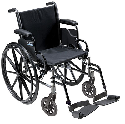 [43-3155] Drive, Cruiser III Light Weight Wheelchair with Flip Back Removable Arms, Desk Arms, Swing away Footrests, 20" Seat