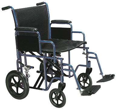 [43-3192] Drive, Bariatric Heavy Duty Transport Wheelchair with Swing Away Footrest, 22" Seat, Blue