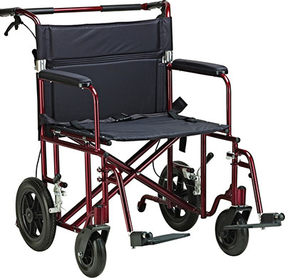 [69-0385] Bariatric Aluminum Transport Chair, 22" seat