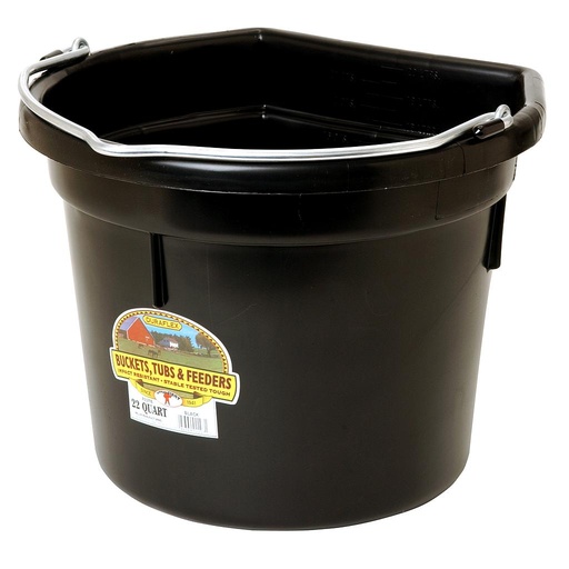 [P22FBBLACK] 22 Quart Flat Back Plastic Bucket