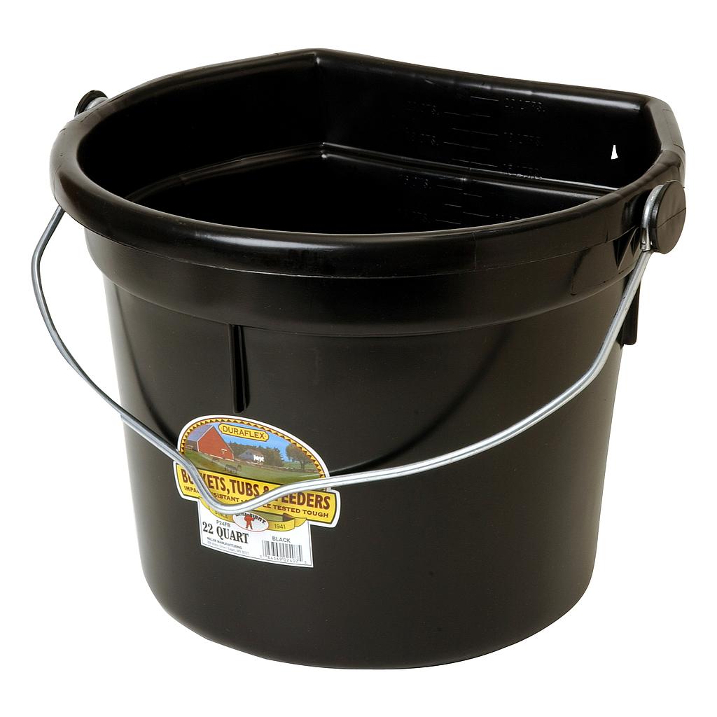 [P24FBBLACK] 22 Quart Flat Back Plastic Bucket w/Knob Bail