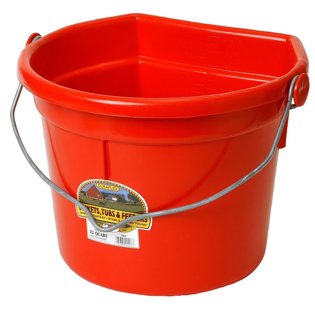 [P24FBRED] 22 Quart Flat Back Plastic Bucket w/Knob Bail