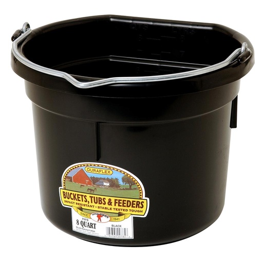 [P8FBBLACK] 8 Quart Flat Back Plastic Bucket