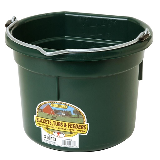 [P8FBGREEN] 8 Quart Flat Back Plastic Bucket
