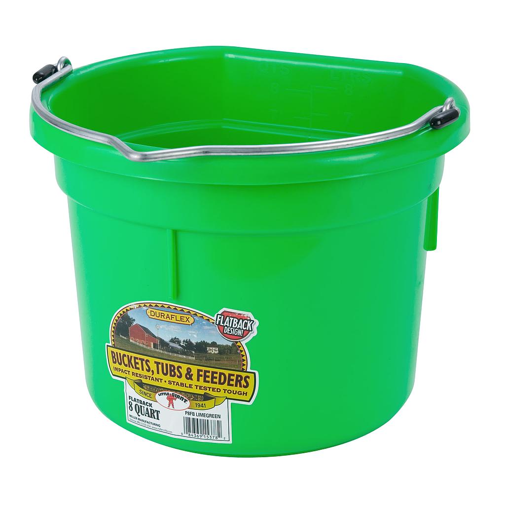 [P8FBLIMEGREEN] 8 Quart Flat Back Plastic Bucket