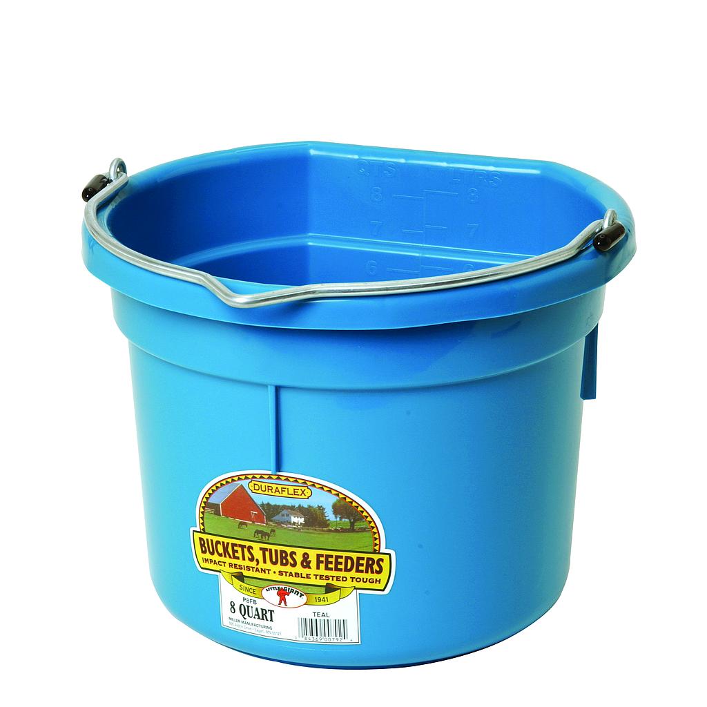[P8FBTEAL] 8 Quart Flat Back Plastic Bucket