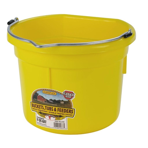 [P8FBYELLOW] 8 Quart Flat Back Plastic Bucket