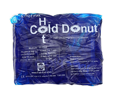 [11-1532] Relief Pak Cold n' Hot Donut Compression Sleeve - medium (for 10&quot; - 15&quot; circumference)