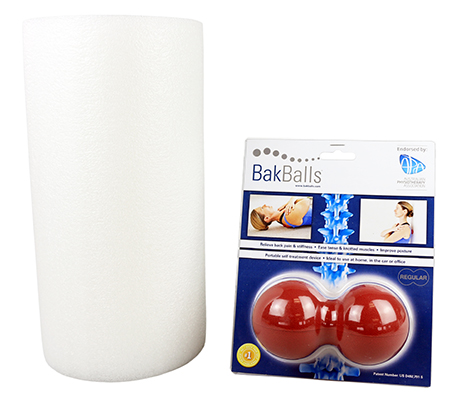 [14-1423] Mobility Kit - Regular - BakBalls (red, regular) and 12" white foam roller