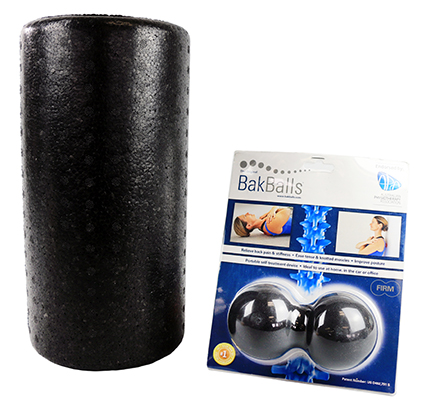 [14-1424] Mobility Kit - Firm - BakBalls (black, firm) and 12" black foam roller