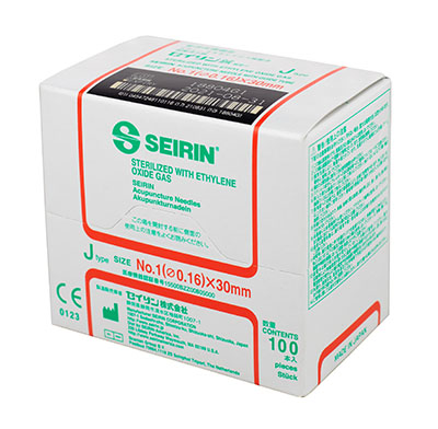 [11-0604] SEIRIN J-Type Acupuncture Needles, Size 1 (0.16mm) x 30mm, Box of 100 Needles