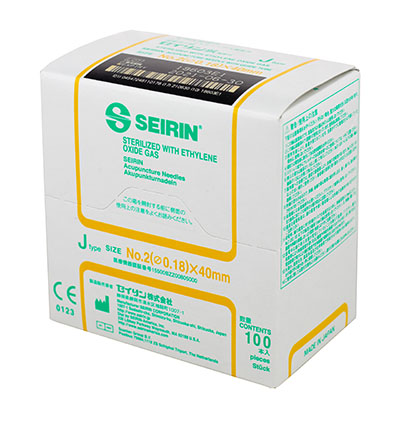 [11-0607] SEIRIN J-Type Acupuncture Needles, Size 2 (0.18mm) x 40mm, Box of 100 Needles