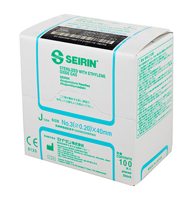 [11-0609] SEIRIN J-Type Acupuncture Needles, Size 3 (0.20mm) x 40mm, Box of 100 Needles