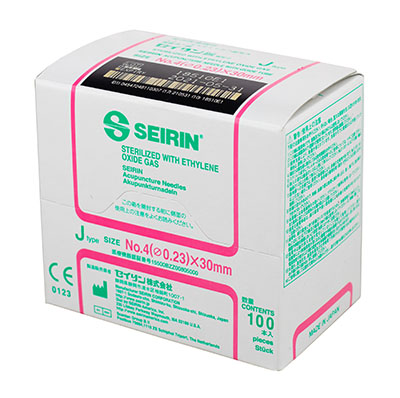 [11-0611] SEIRIN J-Type Acupuncture Needles, Size 4 (0.23mm) x 30mm, Box of 100 Needles