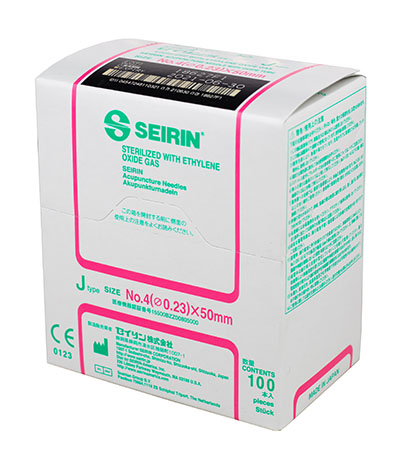 [11-0613] SEIRIN J-Type Acupuncture Needles, Size 4 (0.23mm) x 50mm, Box of 100 Needles