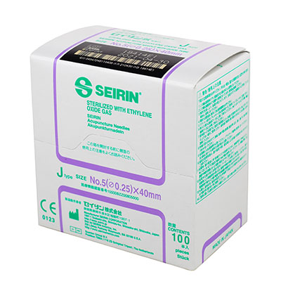 [11-0615] SEIRIN J-Type Acupuncture Needles, Size 5 (0.25mm) x 40mm, Box of 100 Needles