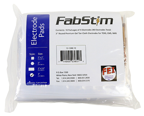 [13-1288-10] FabStim Electrode, 3&quot; Round, 40/bag (10 sheets of 4)