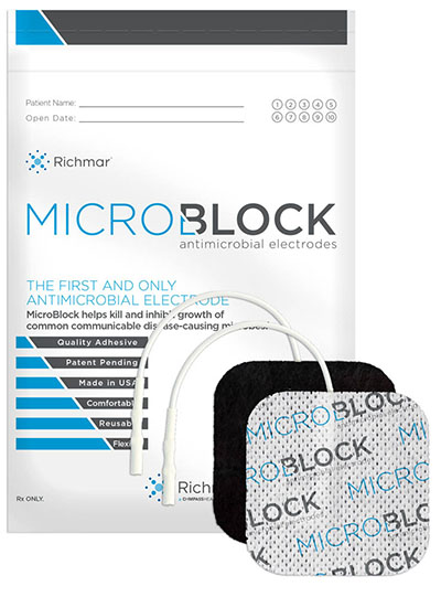 [13-3280] Micro Block Antimicrobial Electrodes, 2&quot; x 2&quot; Square White Cloth (10 packs of 4)