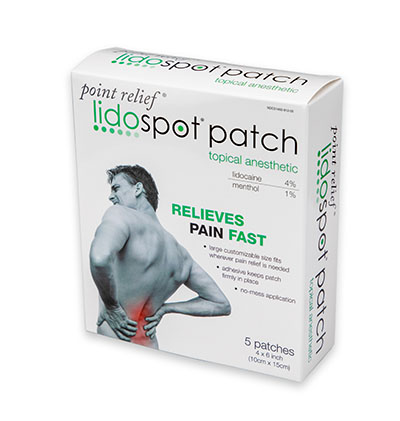 [13-5310-5] Point Relief LidoSpot pain relieving patch, universal size (4" x 6"), 5/pack