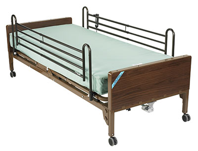 [43-2706] Drive, Delta Ultra Light Semi Electric Hospital Bed with Full Rails and Innerspring Mattress