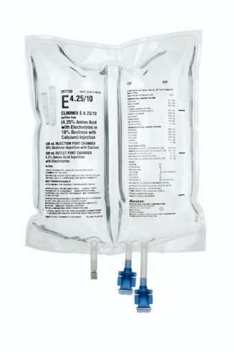[2B7738] Baxter™ CLINIMIX E 4.25/10 sulfite-free Injection, 2000 mL in Clarity Dual Chamber Container