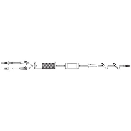 [4H8723] Baxter™ Y-Type Solution Set w/ Standard Blood Filter and Pressure Pump, 2 CLEARLINK Valves, 98" 