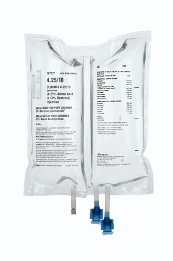 [2B7727] Baxter™ CLINIMIX 4.25/10 sulfite-free Injection, 1000 mL in CLARITY Dual Chamber Container