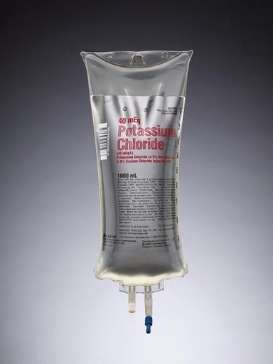 [2B2454X] Baxter™ 40 mEq/L Potassium Chloride in 5% Dextrose & 0.9% Sodium Chloride Injection, 1000 mL VIAFLEX