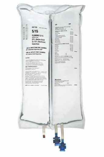 [2B7709] Baxter™ CLINIMIX 5/15 sulfite-free Injection, 2000 mL in CLARITY Dual Chamber Container