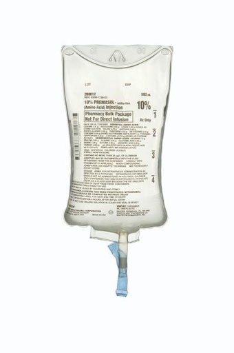 [2B0012] Baxter™ 10% PREMASOL - sulfite-free Injection, 500 mL in VIAFLEX Container. Pharmacy Bulk Package