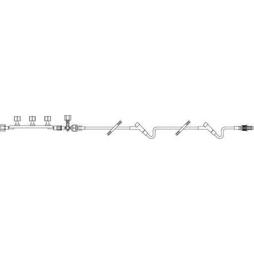 [2C6921] Baxter™ 3-Port Manifold w/ Check Valves, 4-Way Stopcock Extension, 2 INTERLINK Injection Sites, 41"