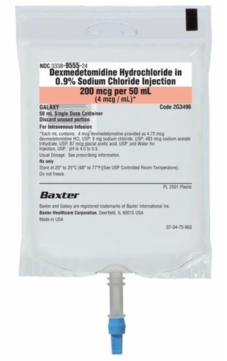 [2G3496] Baxter™ Dexmedetomidine Hydrochloride 4 mcg/mL in 0.9% Sodium Chloride injection (200 mcg/50 mL)