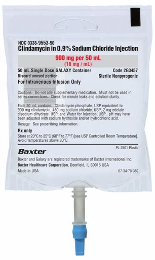 [2G3457] Baxter™ Clindamycin in 0.9% Sodium Chloride Injection, 900mg/50mL in GALAXY Container