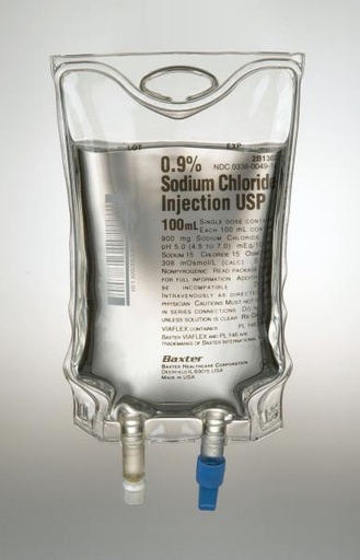 [2B1302] Baxter™ 0.9% Sodium Chloride Injection, USP, 100 mL VIAFLEX Container, Quad Pack