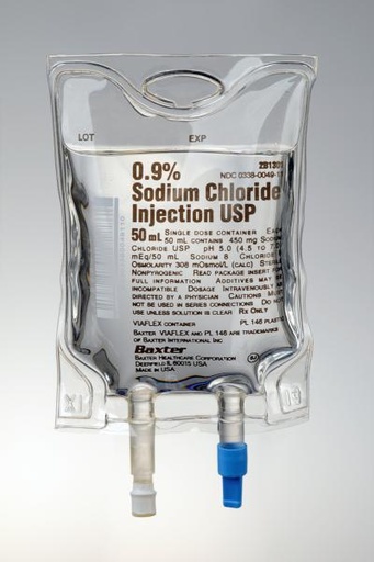 [2B1301] Baxter™ 0.9% Sodium Chloride Injection, USP, 50 mL VIAFLEX Container, Quad Pack