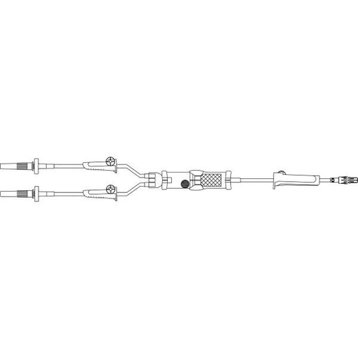 [2C7627] Baxter™ Y-Type Solution Set w/ Standard Blood Filter, Retractable Collar, 83”, Contains DEHP