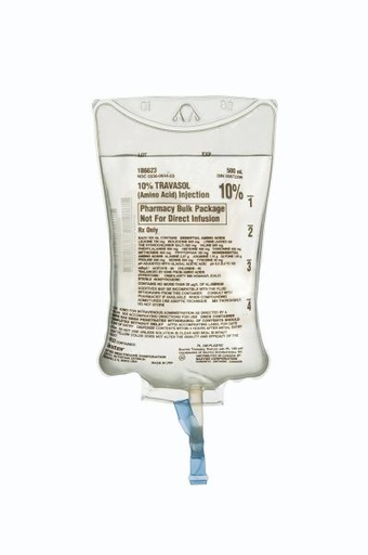 [1B6623] Baxter™ 10% TRAVASOL Injection, 500 mL in VIAFLEX Container. Pharmacy Bulk Package 