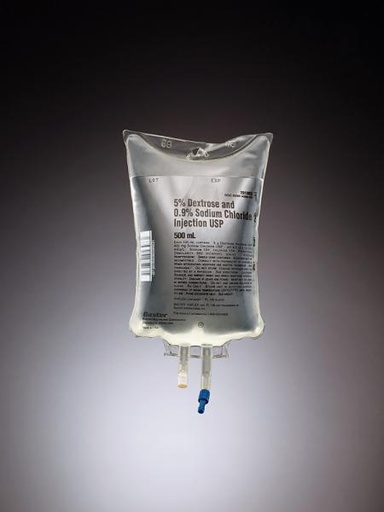 [2B1063Q] Baxter™ 5% Dextrose and 0.9% Sodium Chloride Injection, USP, 500 mL VIAFLEX Container