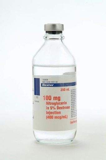 [1A0696] Baxter™ Nitroglycerin in 5% Dextrose Injection 100 mg/250 mL (400 mcg/mL) in Glass Container