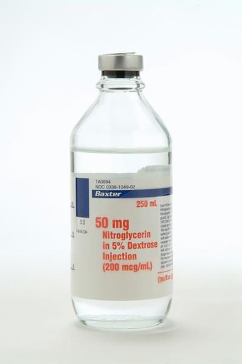 [1A0694] Baxter™ Nitroglycerin in 5% Dextrose Injection 50 mg/250 mL (200 mcg/mL) in Glass Container