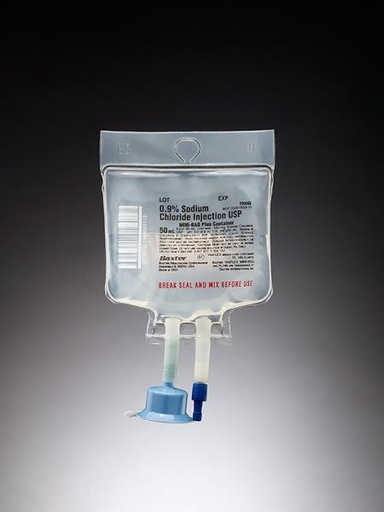 [2B0042] Baxter™ 0.9% Sodium Chloride Injection, USP, 50 mL MINI-BAG Plus Container, Quad Pack.