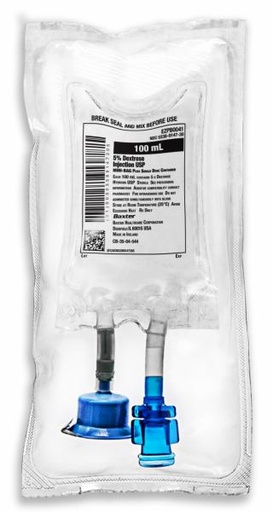 [EZPB0041] Baxter™ 5% Dextrose Injection, USP, 100 mL MINI-BAG Plus Container, Single Pack.