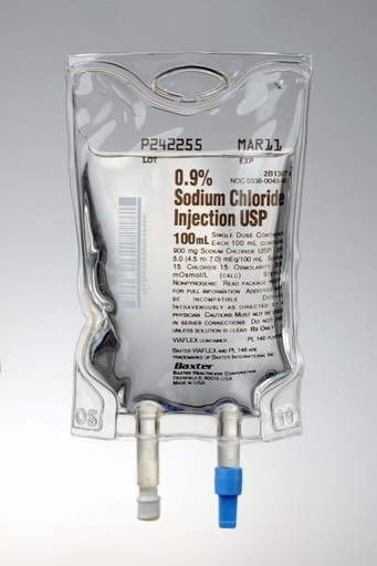 [2B1307] Baxter™ 0.9% Sodium Chloride Injection, USP, 100 mL VIAFLEX Container, Single Pack
