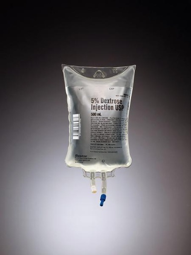 [2B0063Q] Baxter™ 5% Dextrose Injection, USP, 500 mL VIAFLEX Plastic Container